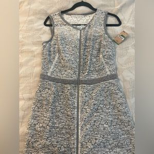 NWT RACHEL ROY Gray White Lace Mini Jumper Romper Dress SZ L